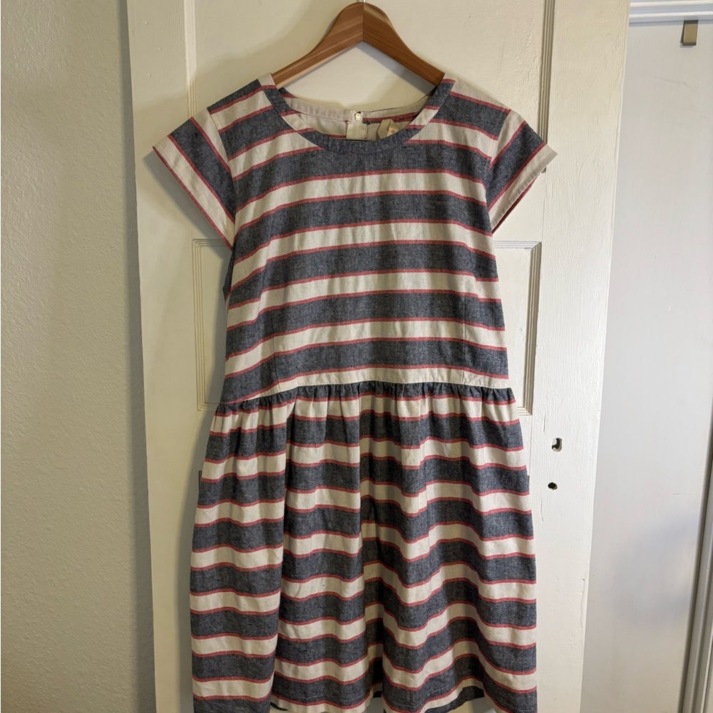 Ws 3X Linen Kristen Miles striped Dress
 - Red, Blue, and White